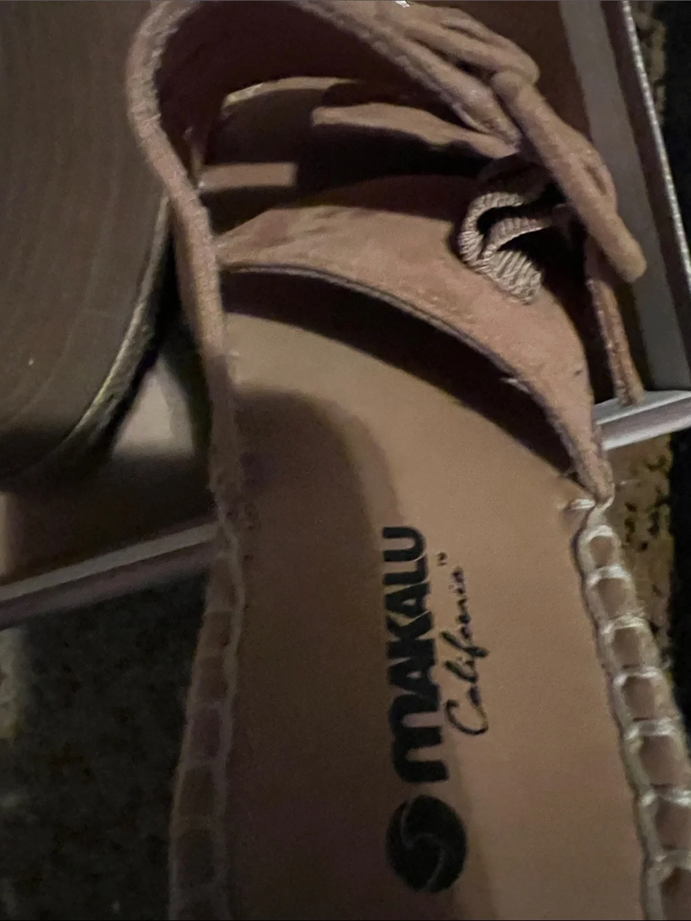 Makalu Women's Tan Suede Double-Buckle Espadrille Slide Sandals